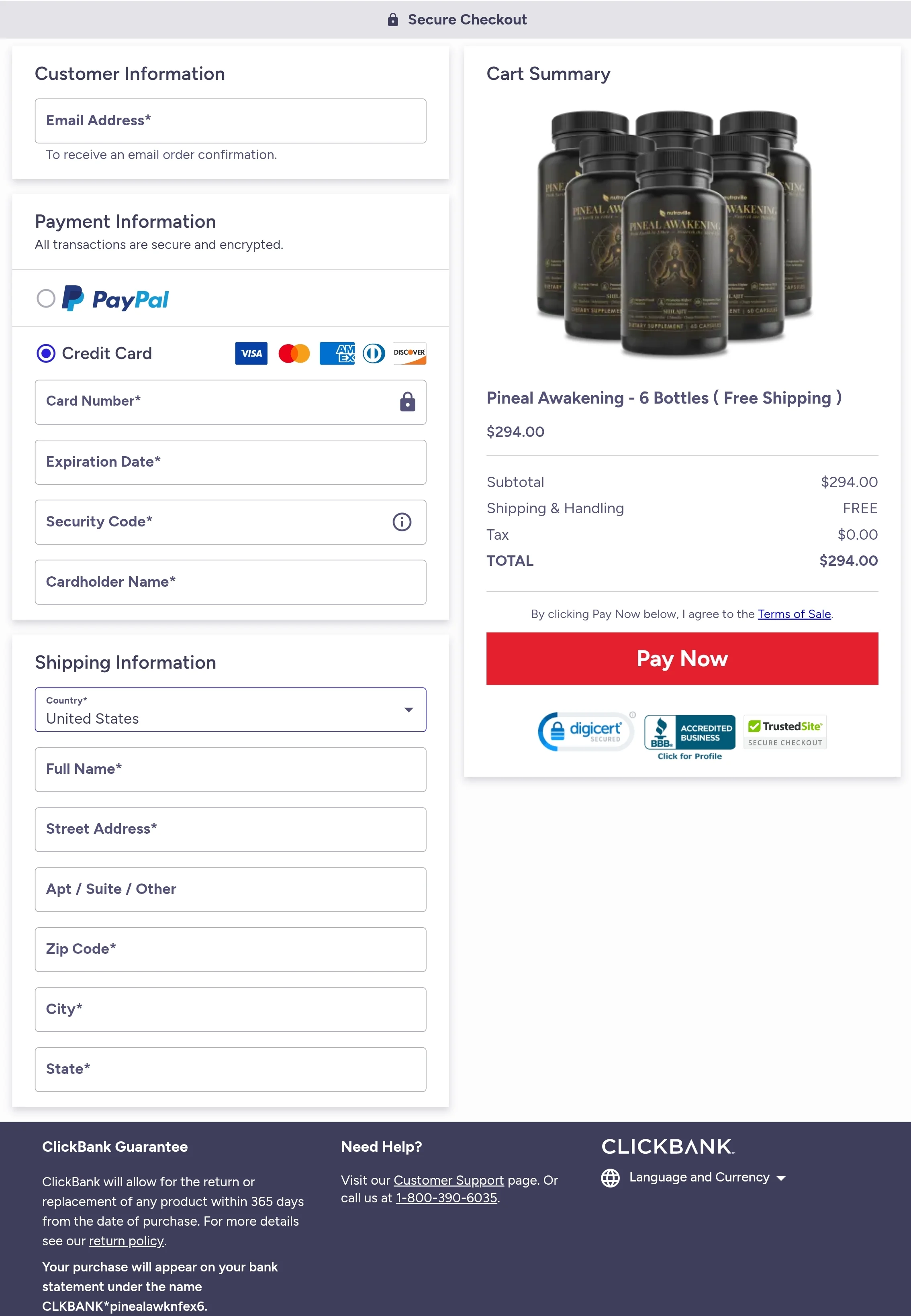 Pineal Awakening order form